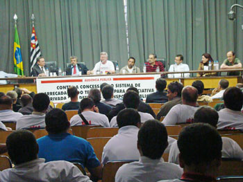 Audiência pública realizada na Alesp, no dia 26/08/09, contra a privatização do sistema de arrecadação