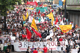 Ato contra o aumento das tarifas de ônibus, CPTM e Metrô