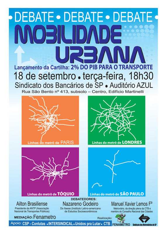 Fenametro e Sindicato realizam debate sobre mobilidade, dia 18/9. Participe!