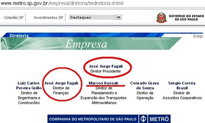 Mesmo com o pedido de sequestro de conta milionária na Suíça, o então governador José Serra manteve José Jorge Fagali na presidência do Metrô, o irmão de Jorge Fagali Neto.