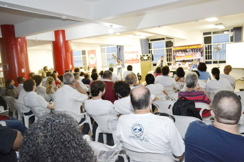 Ato realizado em 3 de dezembro, contra as práticas antissindicais