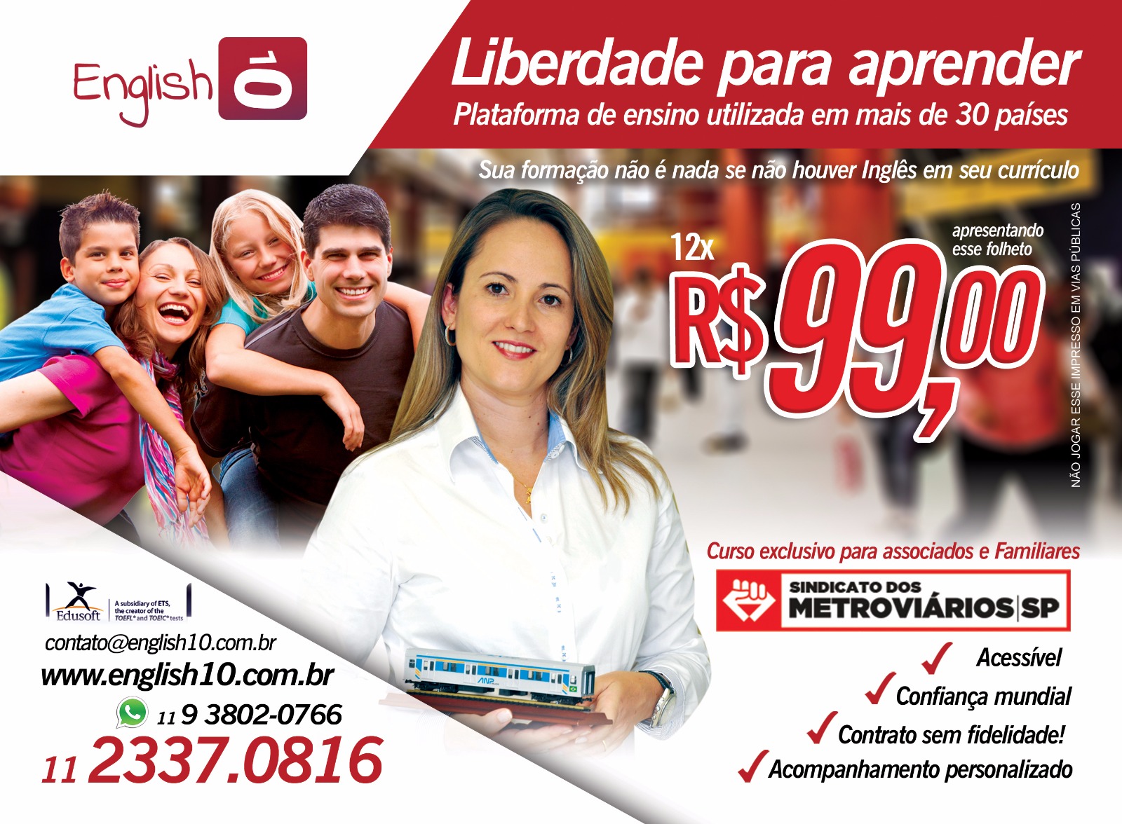 Sindicato tem convênio com escola English 10