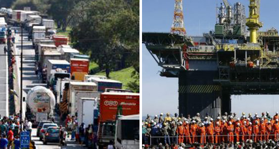 Apoio às greves dos caminhoneiros e petroleiros