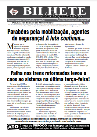 Bilhete Especial Segurança – 07/02/2014