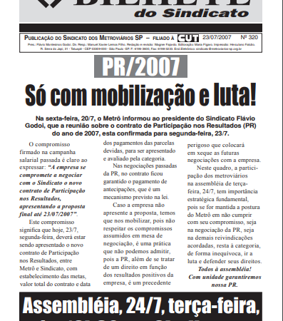 Bilhete nº 320 – 23/07/2007