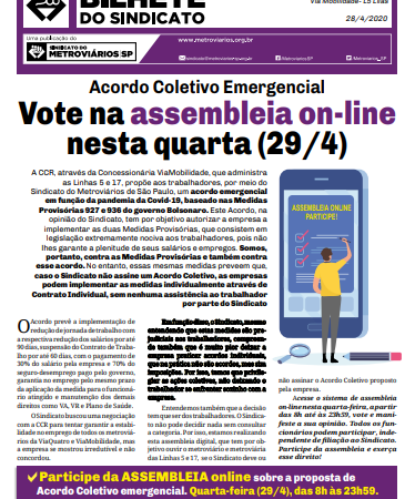 Bilhete ViaMobilidade – 28/04/2020