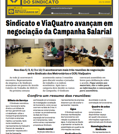 Bilhete ViaQuatro – 13/03/2020