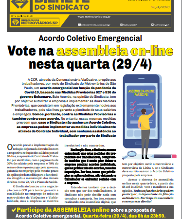 Bilhete ViaQuatro – 28/04/2020