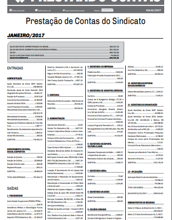 Prestando Contas 2017 – Janeiro, Fevereiro, Março e Abril/2017