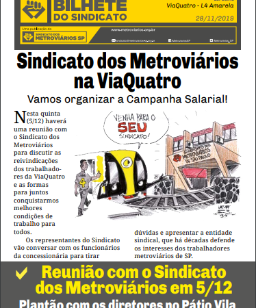 Bilhete ViaQuatro – 29/11/2019