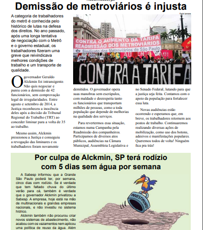 Carta Aberta à População – 30/01/2015