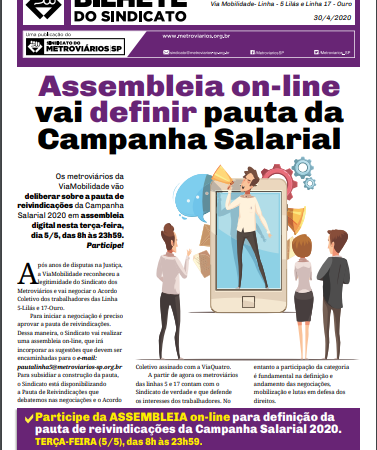Bilhete ViaMobilidade – 30/04/2020