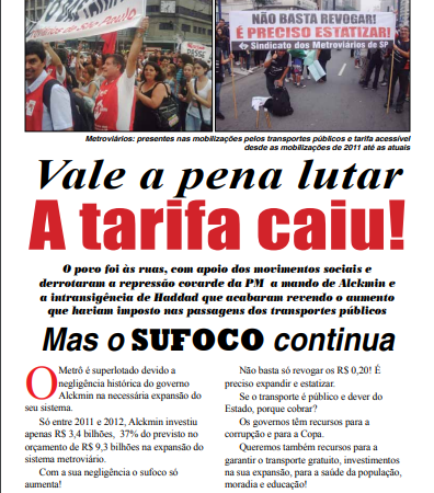 Carta Aberta à População – 27/06/2013