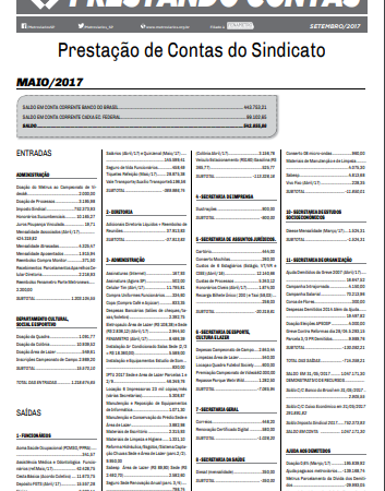 Prestando Contas 2017 – Maio a Agosto/2017