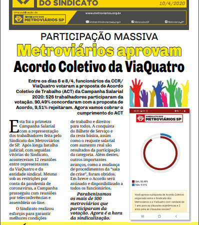 Bilhete ViaQuatro – 10/04/2020