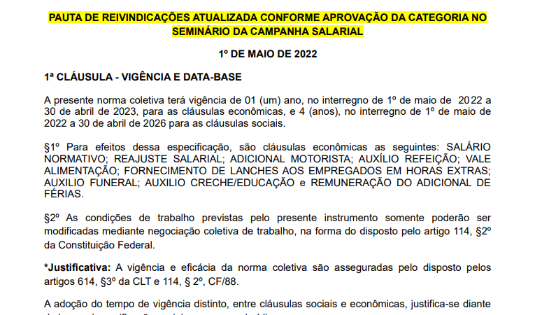 Veja a Pauta de Reivindicações atualizada pelo Seminário da Campanha