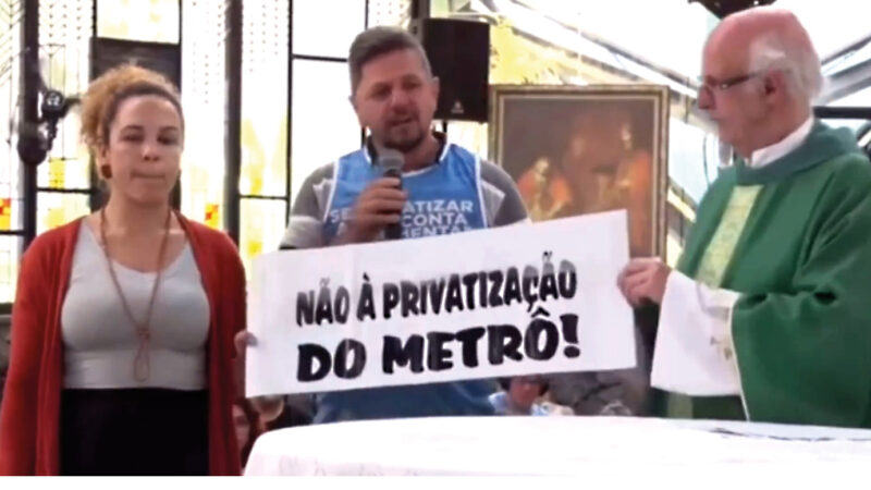 Metroviários e Sintaema denunciam privatizações durante missa com Padre Júlio Lancellotti