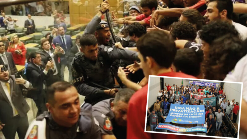 Tarcísio e sua base de apoio na Alesp aprovam privatização da Sabesp e prendem manifestantes