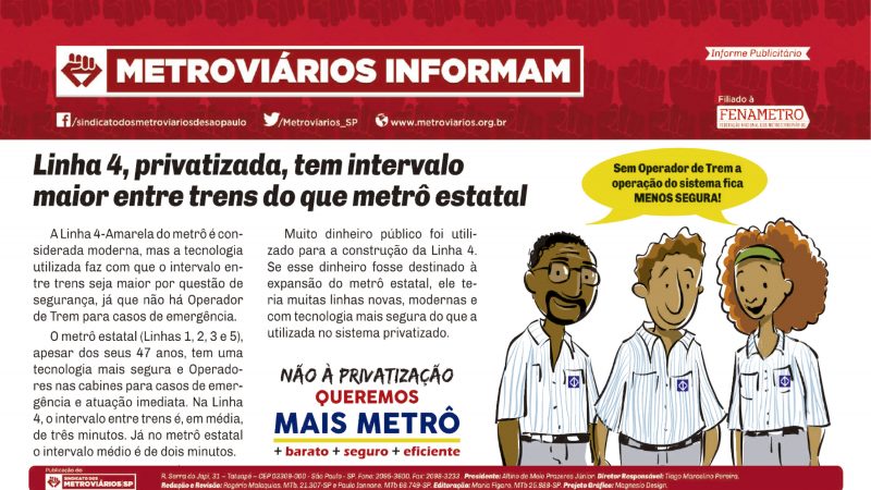 Informe Publicitário – Metrô News 16/05/2016
