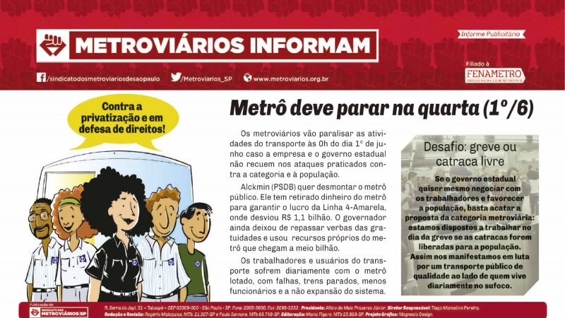 Informe Publicitário – Metrô News 30/05/2016