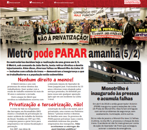 Informe Publicitário – Metrô News 04/02/2019